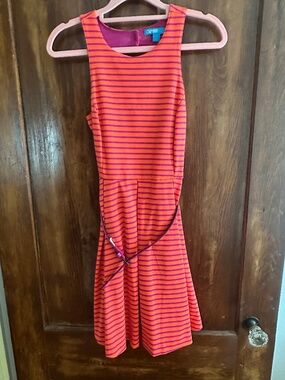 Lamour women’s midi dress xs orange & purple/pink stripes new without tags